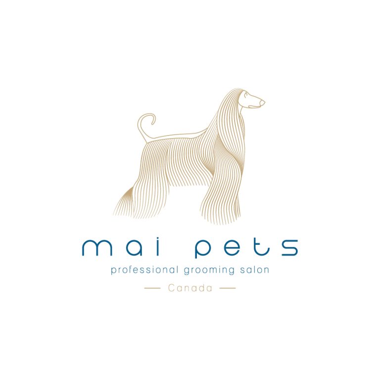 Mai Pets logo Professional Grooming Salon gold and navy 3 768x768